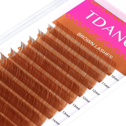 TDANCE Light Brown Colored Lash Extensions – 0.03/0.05/0.07mm, 0.05-C/D Curl, 10-17mm
