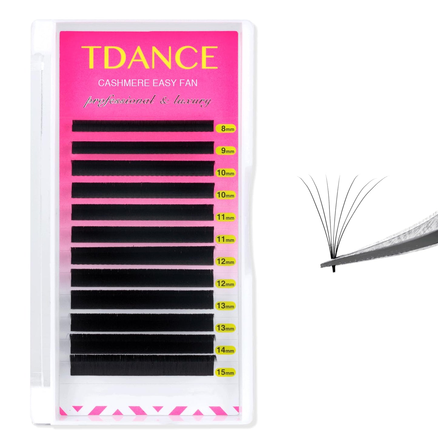 TDANCE Cashmere Easy Fan Lash Extensions 0.05mm C Curl 12mm – Self-Fanning Mega Volume Lashes
