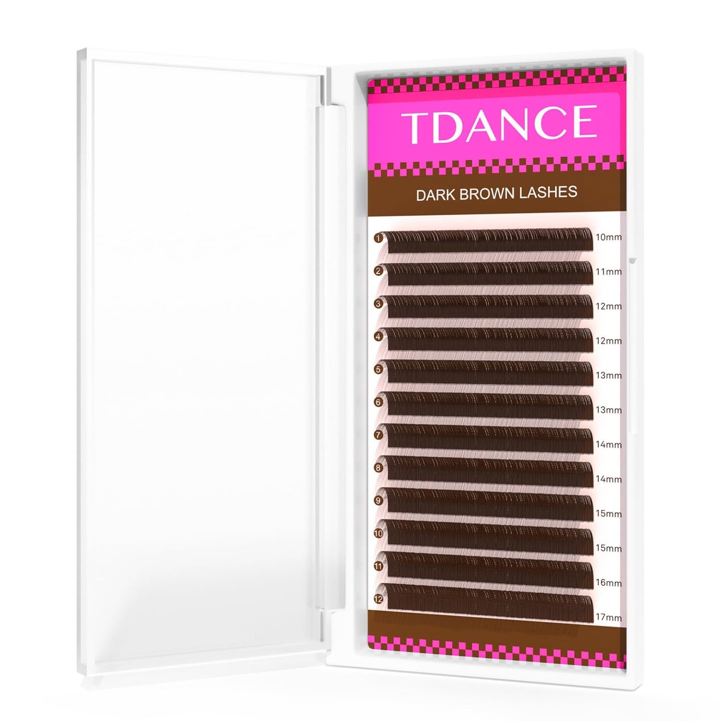 TDANCE Dark Brown Lash Extensions – Premium 0.03/0.05/0.07mm, C/D Curl, 10–17mm (Salon Use)