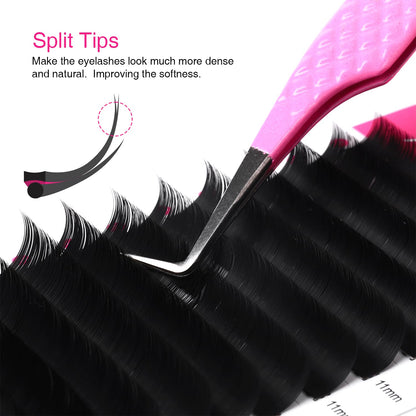 TDANCE Flat Lashes Eyelash Extensions 0.15/0.2mm – Lightweight Ellipse Lashes, Matte Black for Salon Use