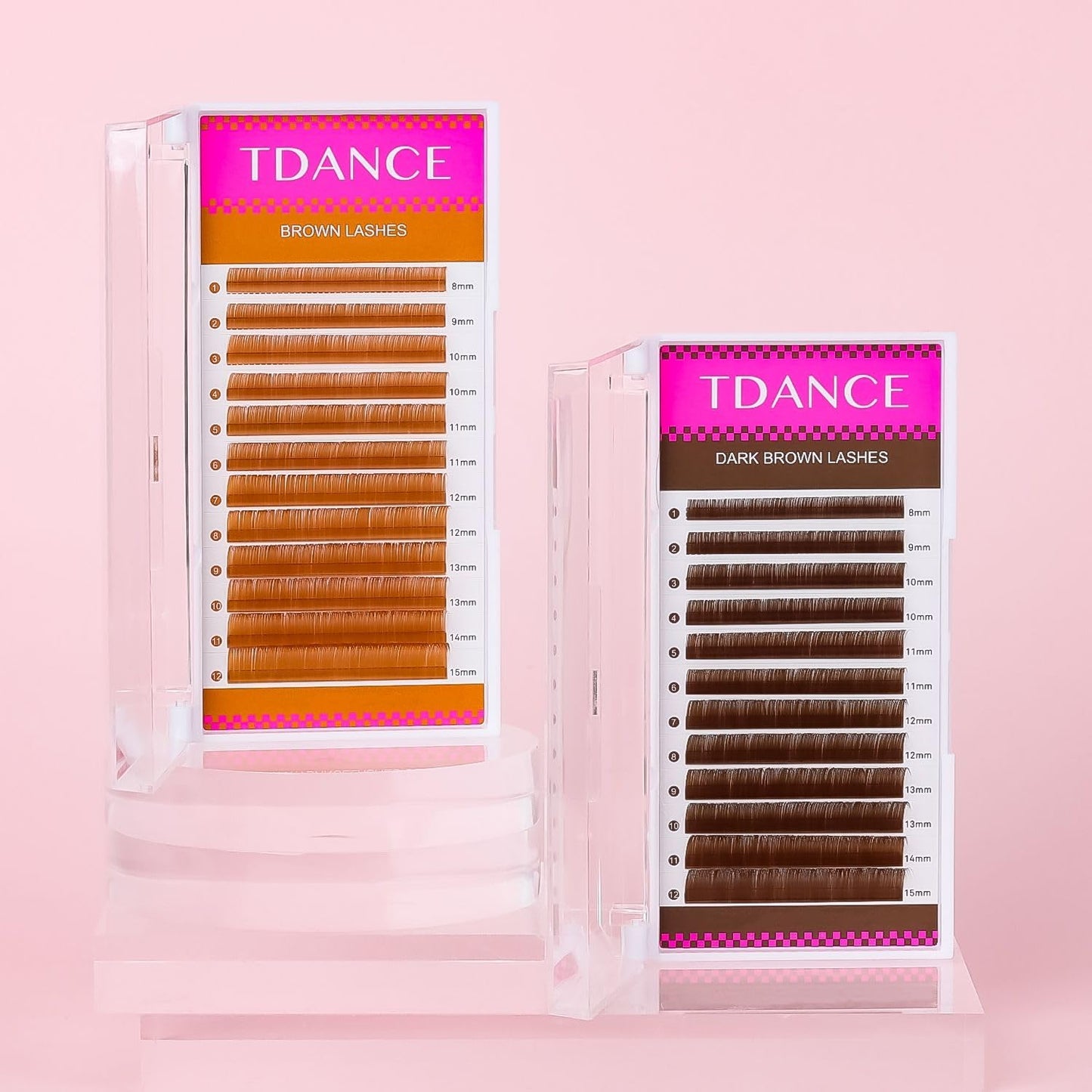 TDANCE Light Brown Color Lash Extensions 0.03-0.15mm, C/CC/D/DD/J/B/L Curl, 8-15mm | Premium Korean PBT