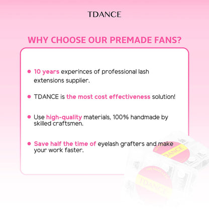 TDANCE 600 Premade Lash Fans – Natural & Volume Mix 5D-24D, Handmade Promades, C/D Curl 8-15mm