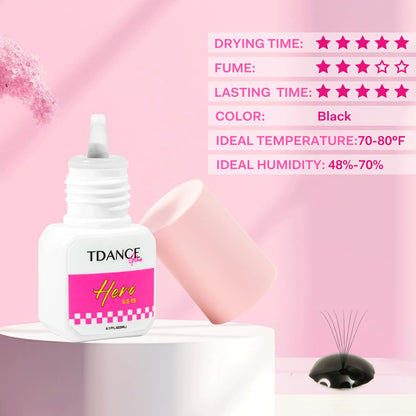 TDANCE Eyelash Extension Glue — Fast Drying, 7-Week Retention, Salon-Use Only (0.17 fl oz / 5 ml)
