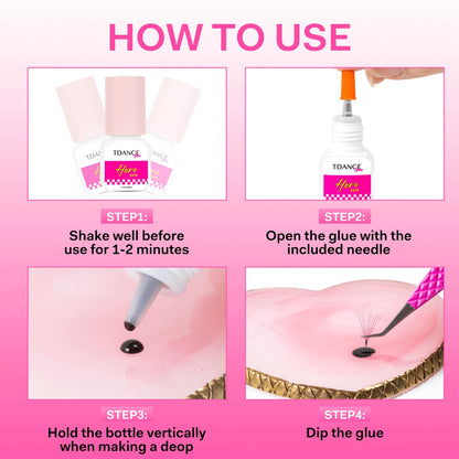 TDANCE Eyelash Extension Glue — Fast Drying, 7-Week Retention, Salon-Use Only (0.17 fl oz / 5 ml)