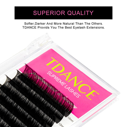 TDANCE Matte Black Lash Extensions – CC/DD Curl, 0.03-0.18mm Thick, 19mm Length, Professional Salon Use