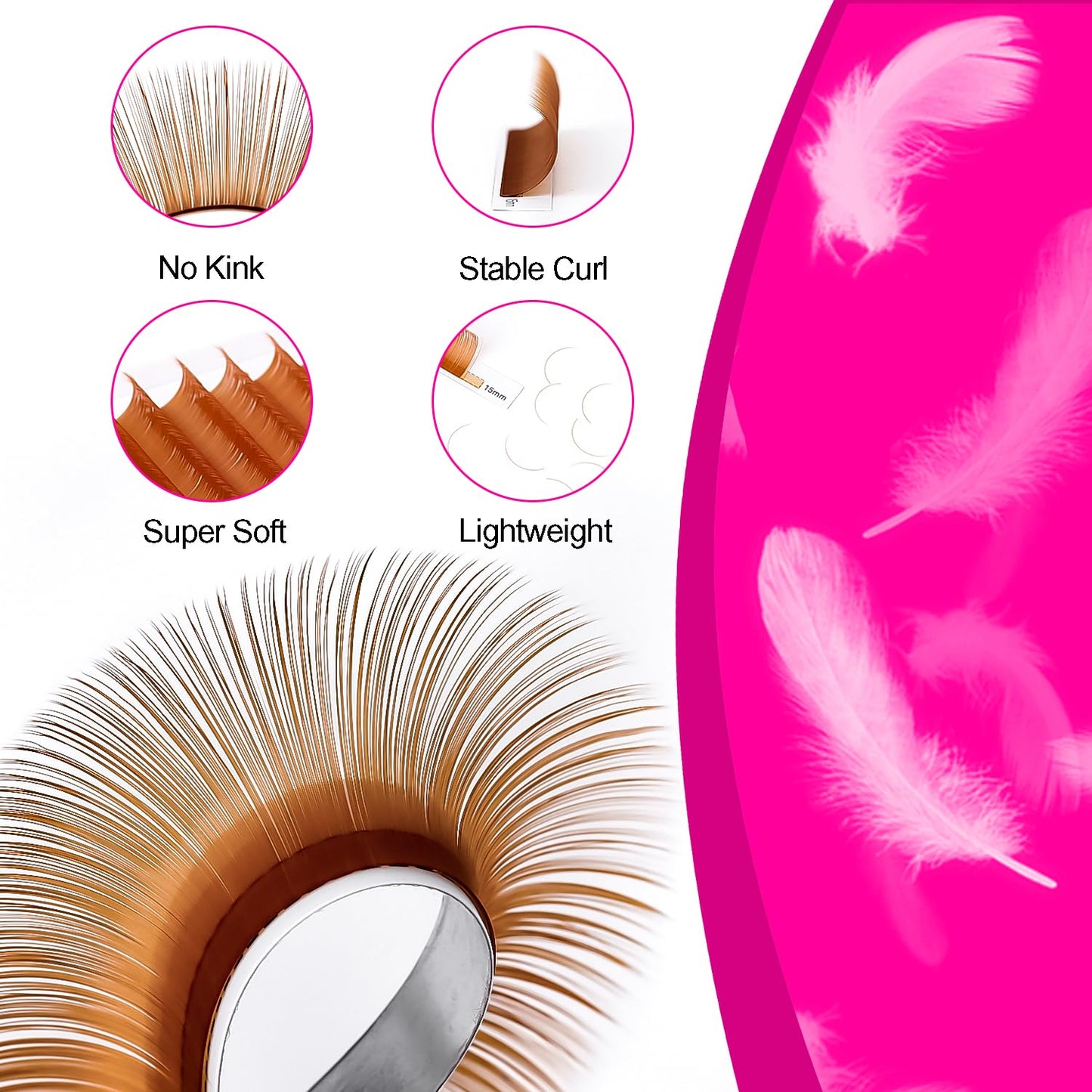 TDANCE Light Brown Lash Extensions 0.03–0.15mm | Premium Korean PBT Lashes for Salon Use