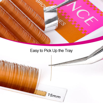 TDANCE Light Brown Lash Extensions 0.03–0.15mm | Premium Korean PBT Lashes for Salon Use