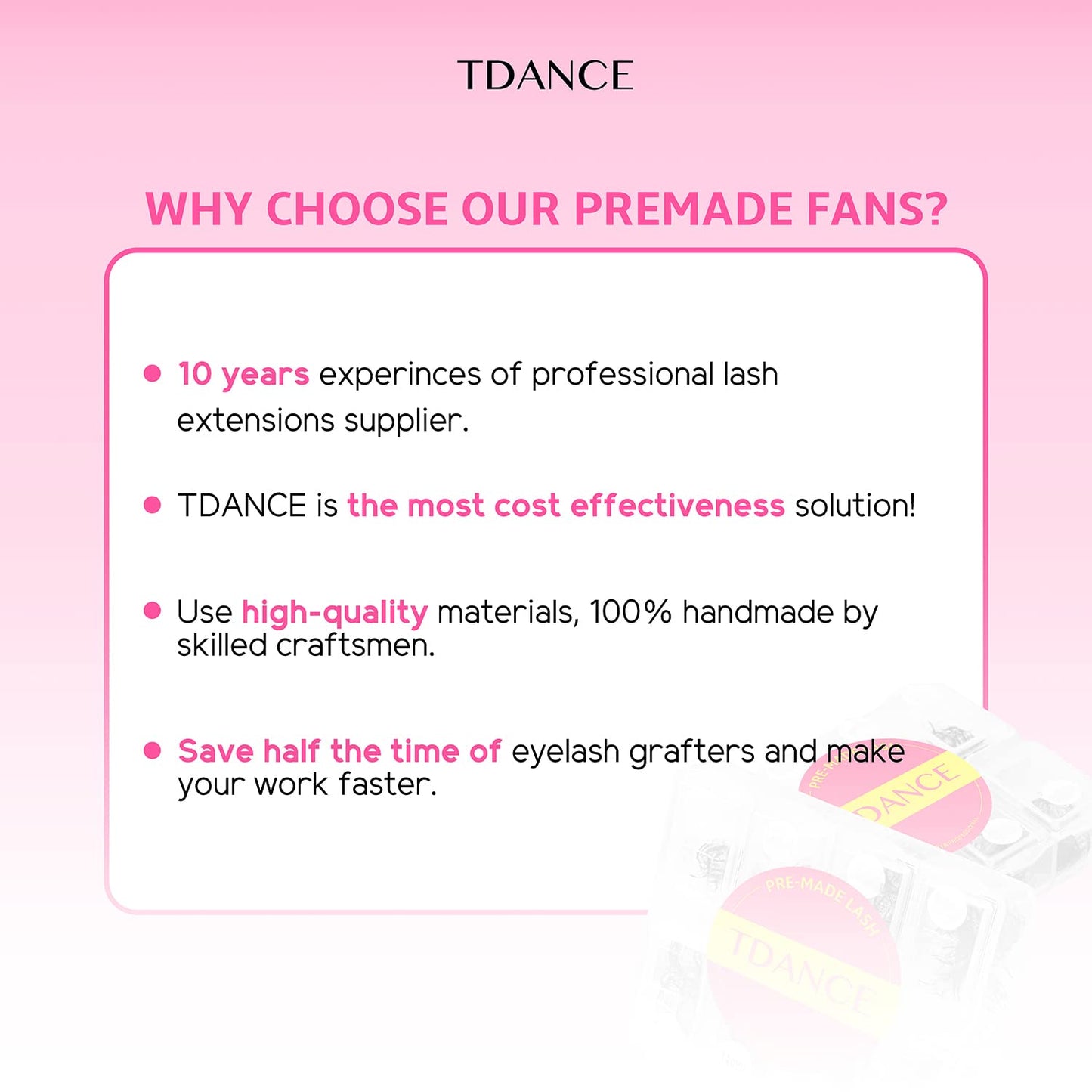 TDANCE 600 Premade Lash Fans - Natural & Volume Mix 5D-24D, C/D Curl, Handmade Promade Fans