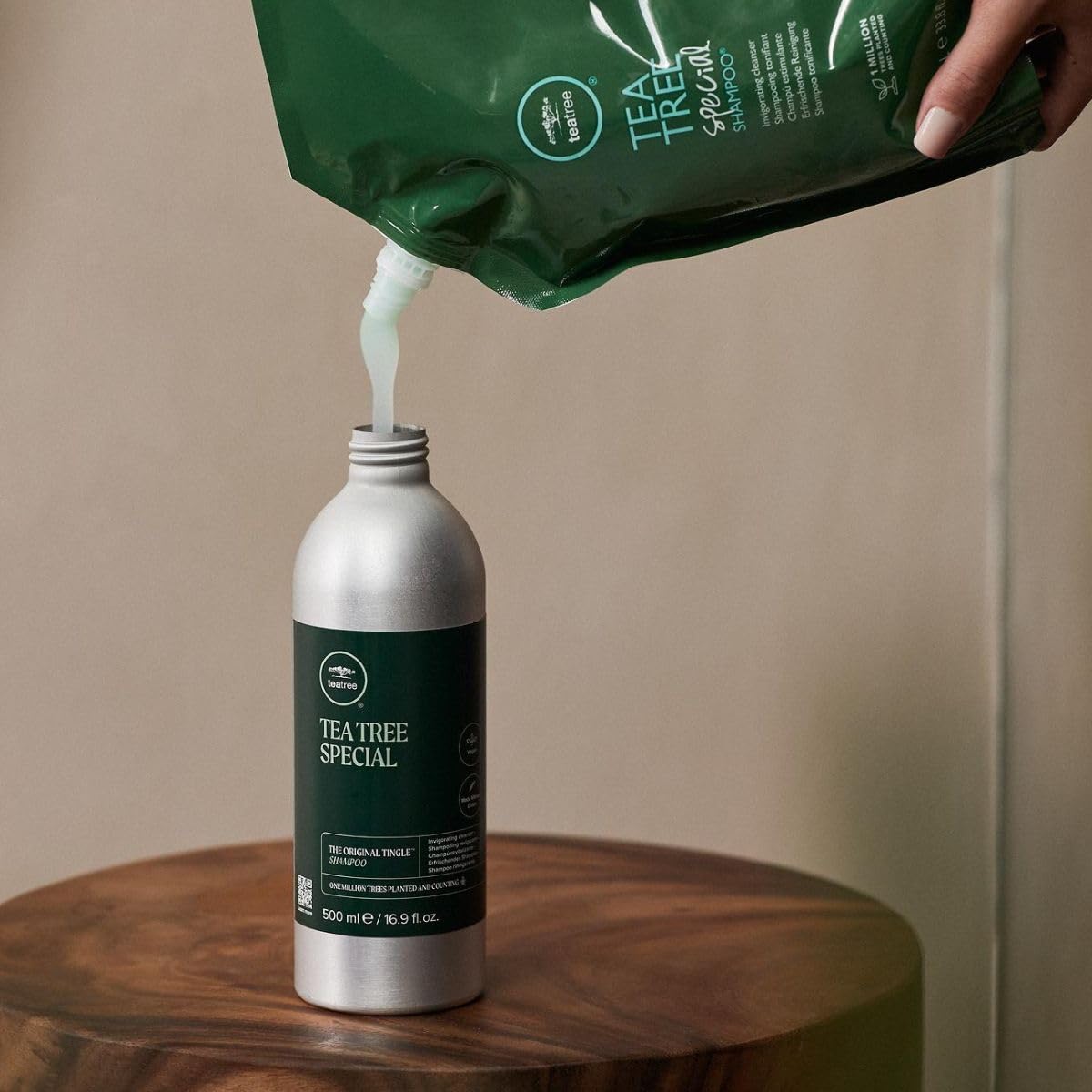 Tea Tree Special Aluminum Shampoo Bottle – Deep Clean & Scalp Refresh, All Hair Types, 16.9 oz