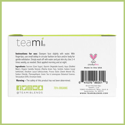 Teami Matcha Green Tea Facial Scrub – Hydrating Exfoliator with Lemongrass