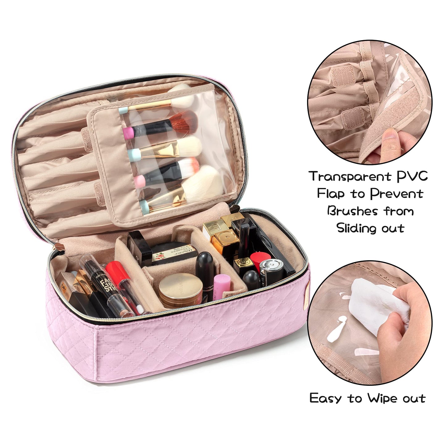 Teamoy Travel Makeup Brush Case | Organizer Bag for Brushes Up to 7 Inches | Pink (Bag Only)