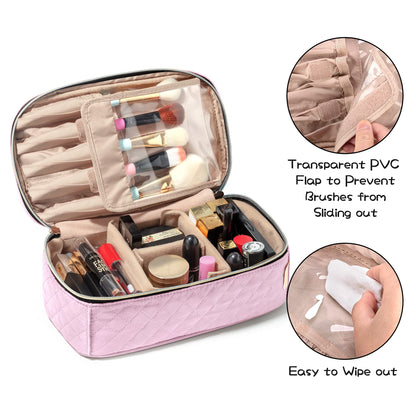 Teamoy Travel Makeup Brush Case | Organizer Bag for Brushes Up to 7 Inches | Pink (Bag Only)
