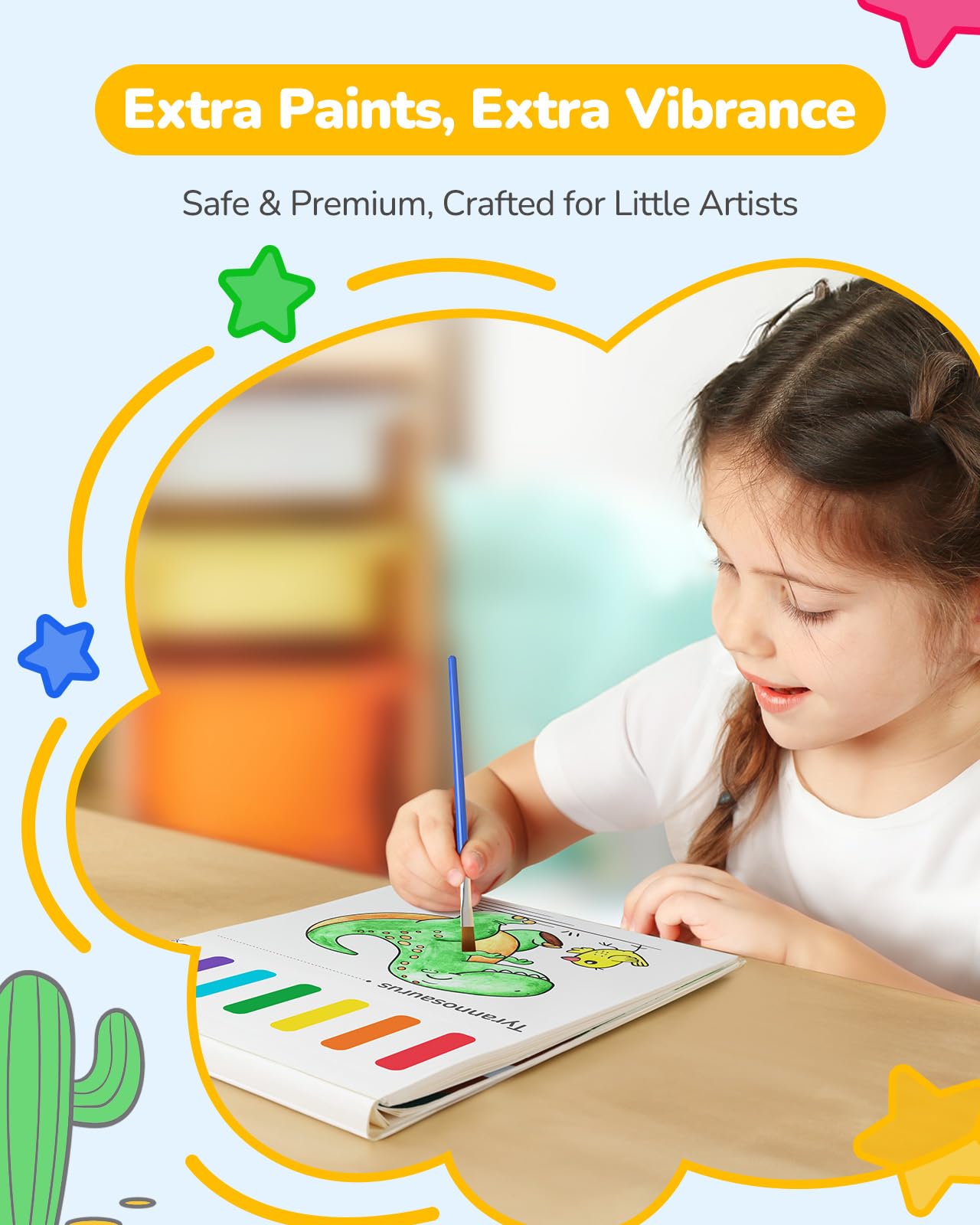 TECJOE 3 Pack Watercolor Coloring Books for Kids | 6 Brushes + Extra Paper | Ages 4–8 | Dinosaurs, Forest & Sea