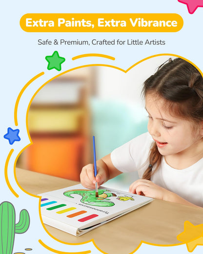 TECJOE 3 Pack Watercolor Coloring Books for Kids | 6 Brushes + Extra Paper | Ages 4–8 | Dinosaurs, Forest & Sea