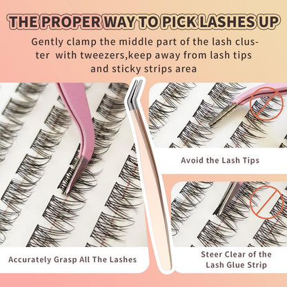 Tecxin Mix Natural Lash Clusters Kit – Korean Self-Adhesive, 10–12mm, 120 Pcs