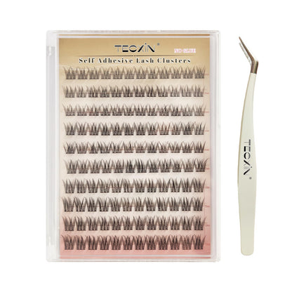 Tecxin Mix Natural Lash Clusters Kit – Korean Self-Adhesive, 10–12mm, 120 Pcs