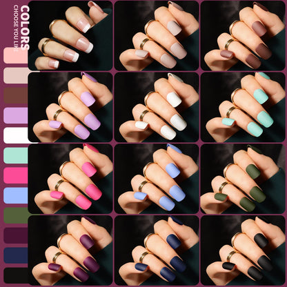Teenitor Matte Acrylic Short Square Fake Nails – 360Pcs Full Cover Glitter Press-On Nails