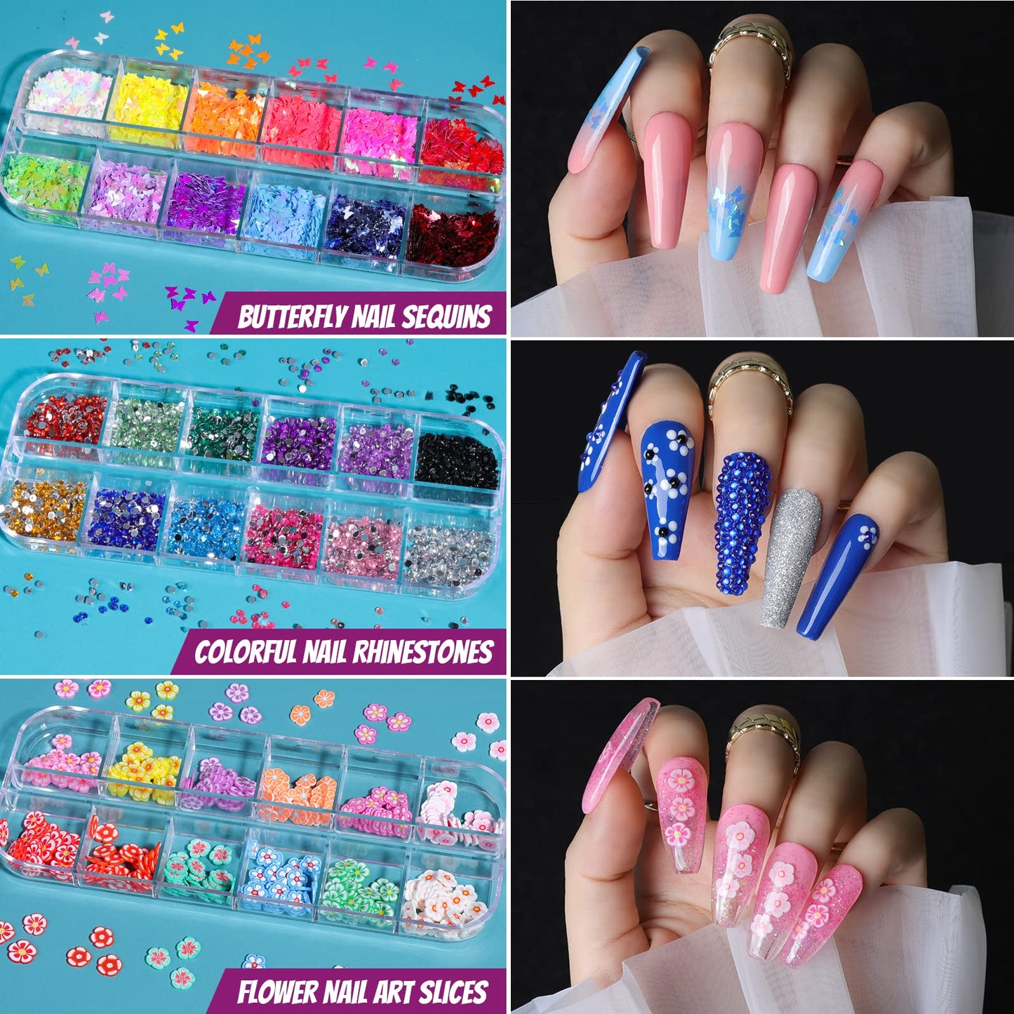 Teenitor Acrylic Fake Nails Kit — Press On Nails with Clear Coffin Tips, Stands & Art Supplies