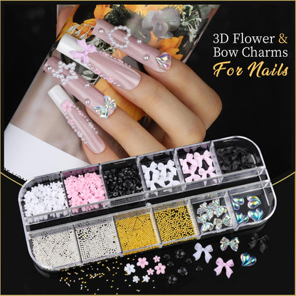 Teenitor Nail Charms & Gems Kit – 8 Boxes of Rhinestones and 3D Nail Art for Women