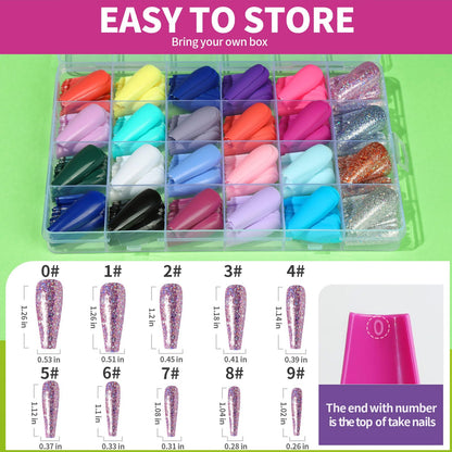 Teenitor Long Fake Nails Kit - 576pc Matte, Glossy & Glitter