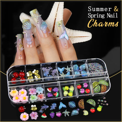 Teenitor Nail Charms & Gems Kit – 8 Boxes of Rhinestones and 3D Nail Art for Women