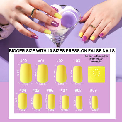 Teenitor Medium Square Press On Nails Kit – 576 Pcs, Glue, Tabs, Glitter & Matte Finishes