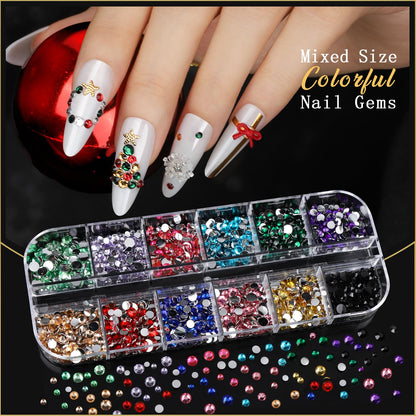 Teenitor Nail Charms & Gems Kit – 8 Boxes of Rhinestones and 3D Nail Art for Women