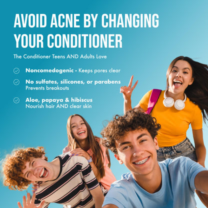 Teenology Teen Conditioner – Non-Comedogenic, Acne-Safe, Vanilla Almond, 16 oz