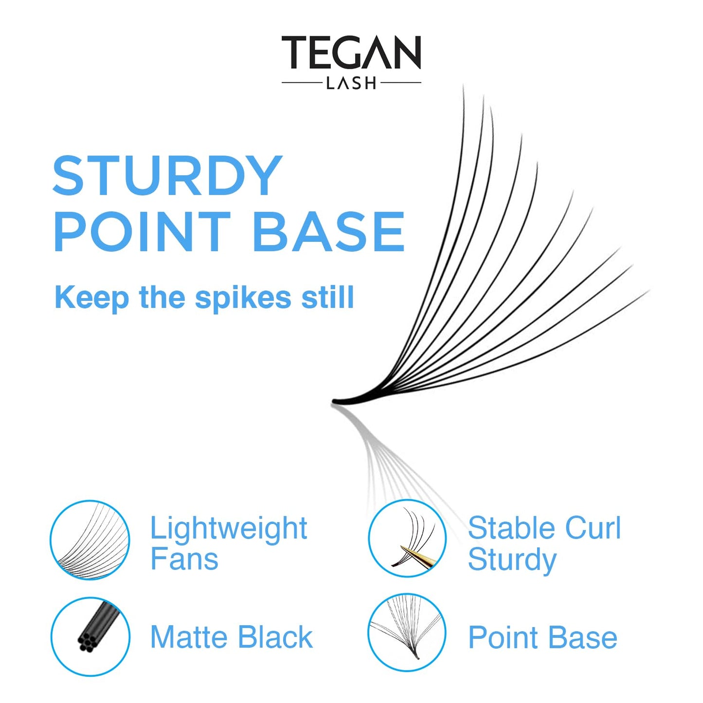 TEGAN LASH 500 Promade Fans Volume Eyelash Extensions – Handmade, 3D-16D, 0.03-0.07 Thickness, C/CC/D Curl, 9-15mm