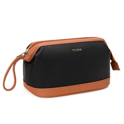 Telena Makeup Bag Large Capacity Travel Cosmetic Bag – Water-Resistant PU Leather, Portable Organizer