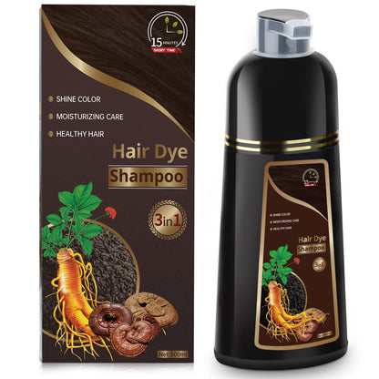 Temgofeau Hair Dye Shampoo for Gray Hair – 3-in-1 Herbal Color, 500ml (Dark Brown)