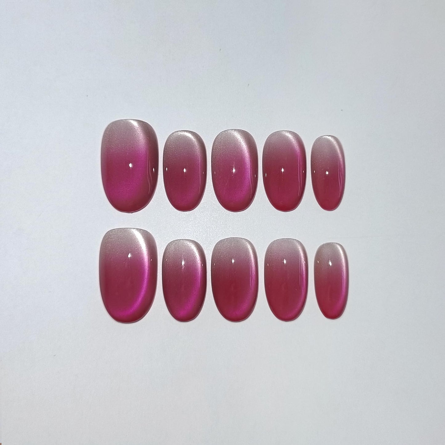 TENPAL Press On Nails 10 Pcs with Tools Kit (XS) – Peach Tea Rose Gradient Cat Eye, Short Oval