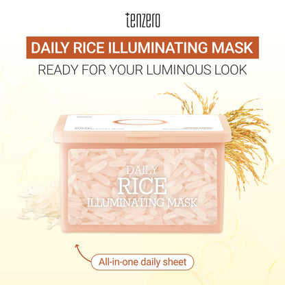 Tenzero Daily Rice Illuminating Mask (30 Sheets) – Hydrating, Soothing & Nourishing