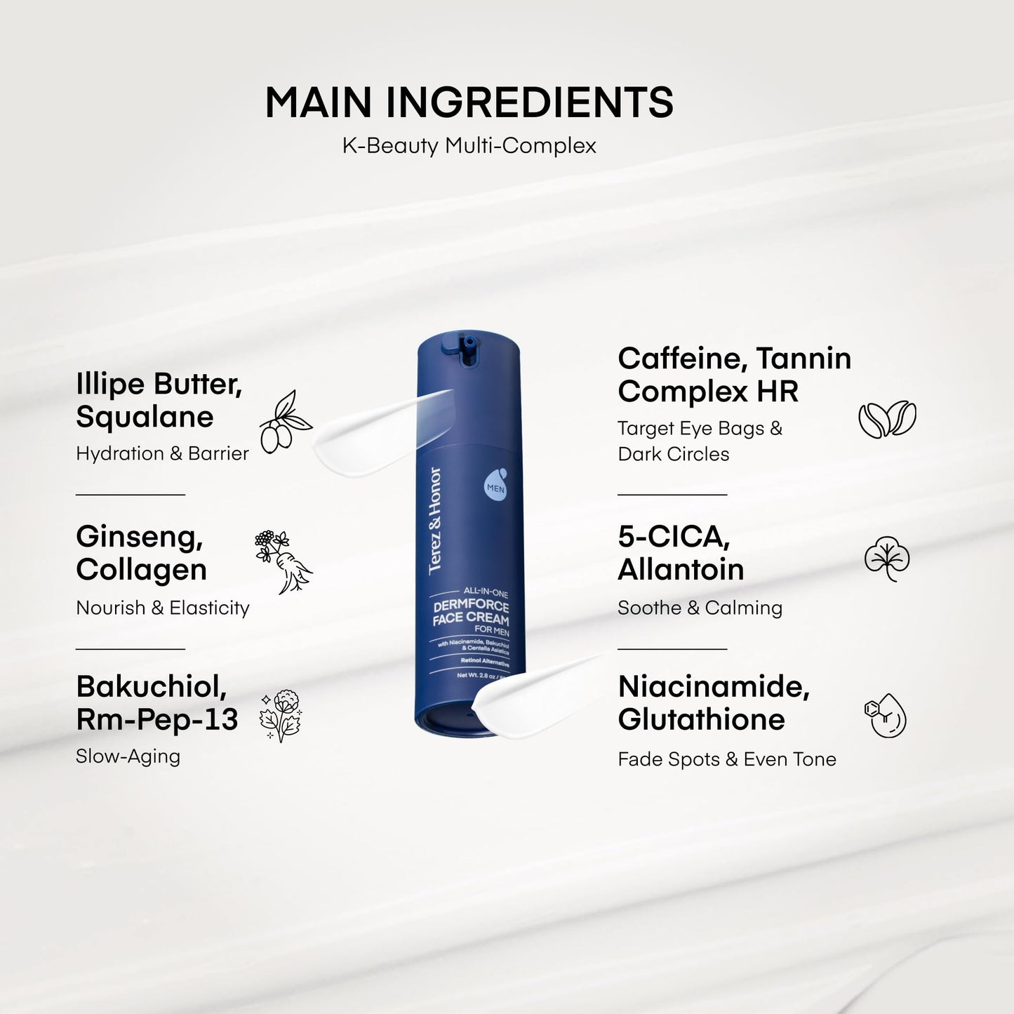 TEREZ & HONOR 6-in-1 Face Cream for Men | Korean DermForce Anti-Aging Moisturizer