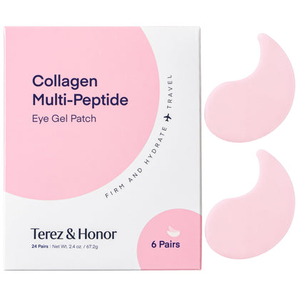 TEREZ & HONOR Collagen Peptide Under Eye Patches – Korean Firming Hydration, 6 Pairs, Travel & Gift Ready