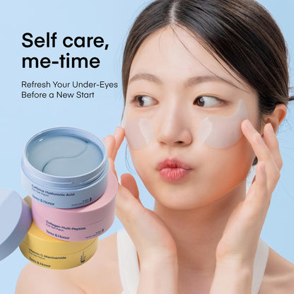 TEREZ & HONOR Eye Patches Gift Set – 3-Pack (x60) Korean Hydrogel Masks with Caffeine, Collagen & Vitamin C
