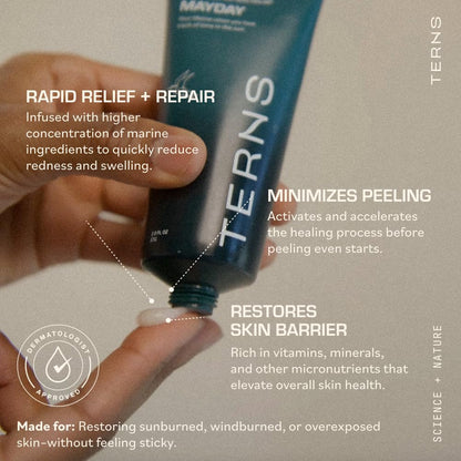 TERNS Mayday Intense After Sun Gel Cream – Fast-Acting, Fragrance-Free Sunburn Recovery (2 oz) with Marine Actives