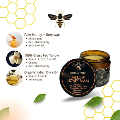 Terra Lotus Organic Grass-Fed Beef Tallow Balm with Raw Honey – Citrus