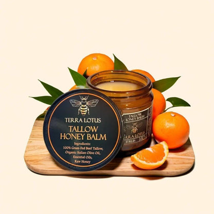 Terra Lotus Organic Grass-Fed Beef Tallow Balm with Raw Honey – Citrus