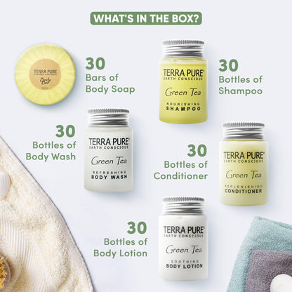 Terra Pure Hotel Soaps & Toiletries Bulk Set – 150-Piece Guest Room Amenities Kit | 1-Shoppe