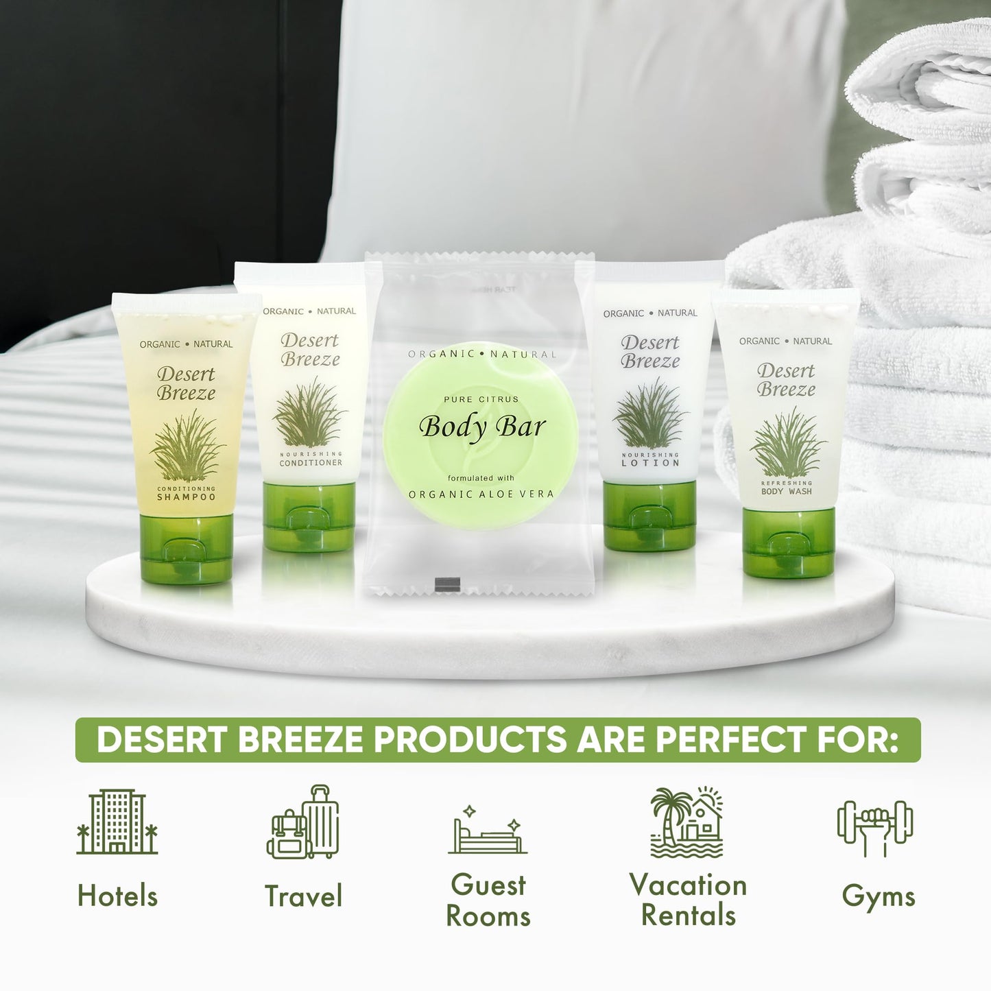 Terra Pure Desert Breeze Travel Size Hotel Toiletry Set – 75 Count, 1 oz Bottles, Paraben Free
