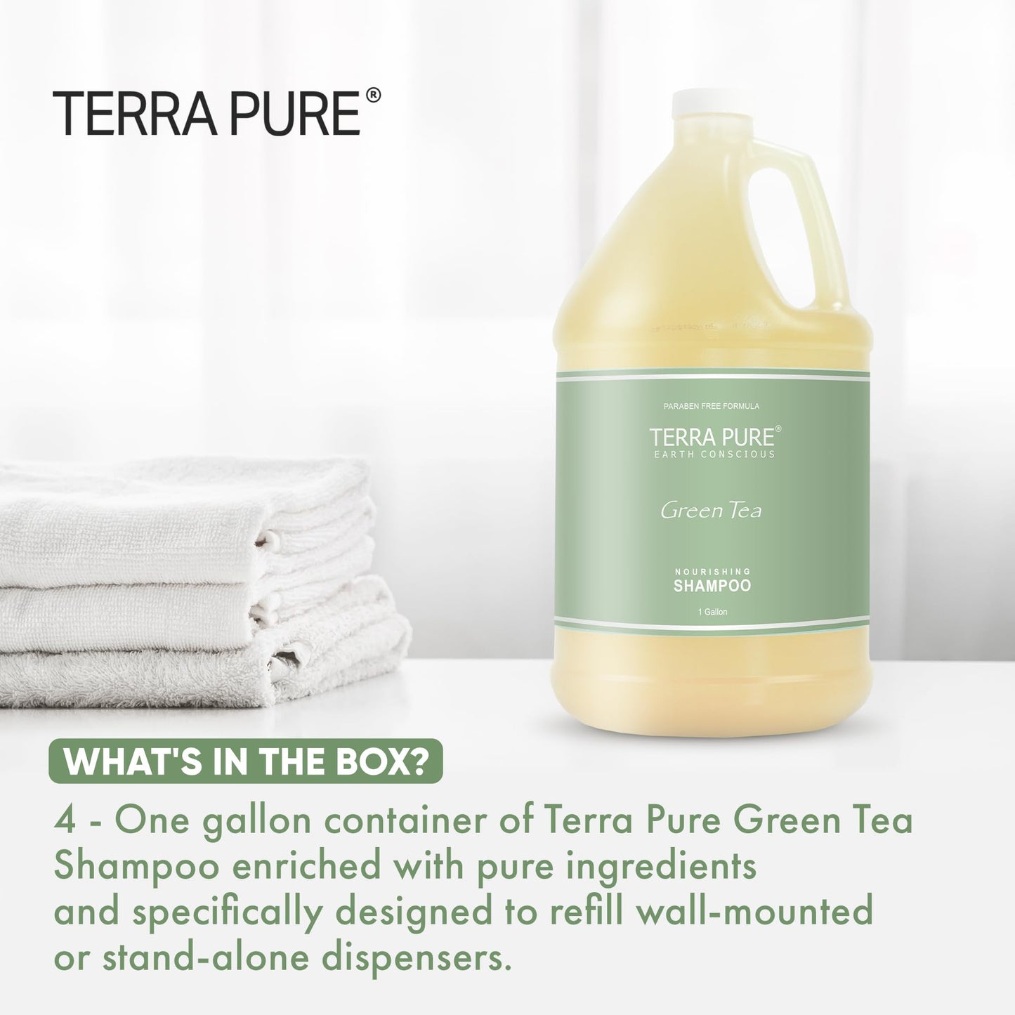 Terra Pure Hotel Shampoo – Four Gallons for Refilling Dispensers (Set of 4)