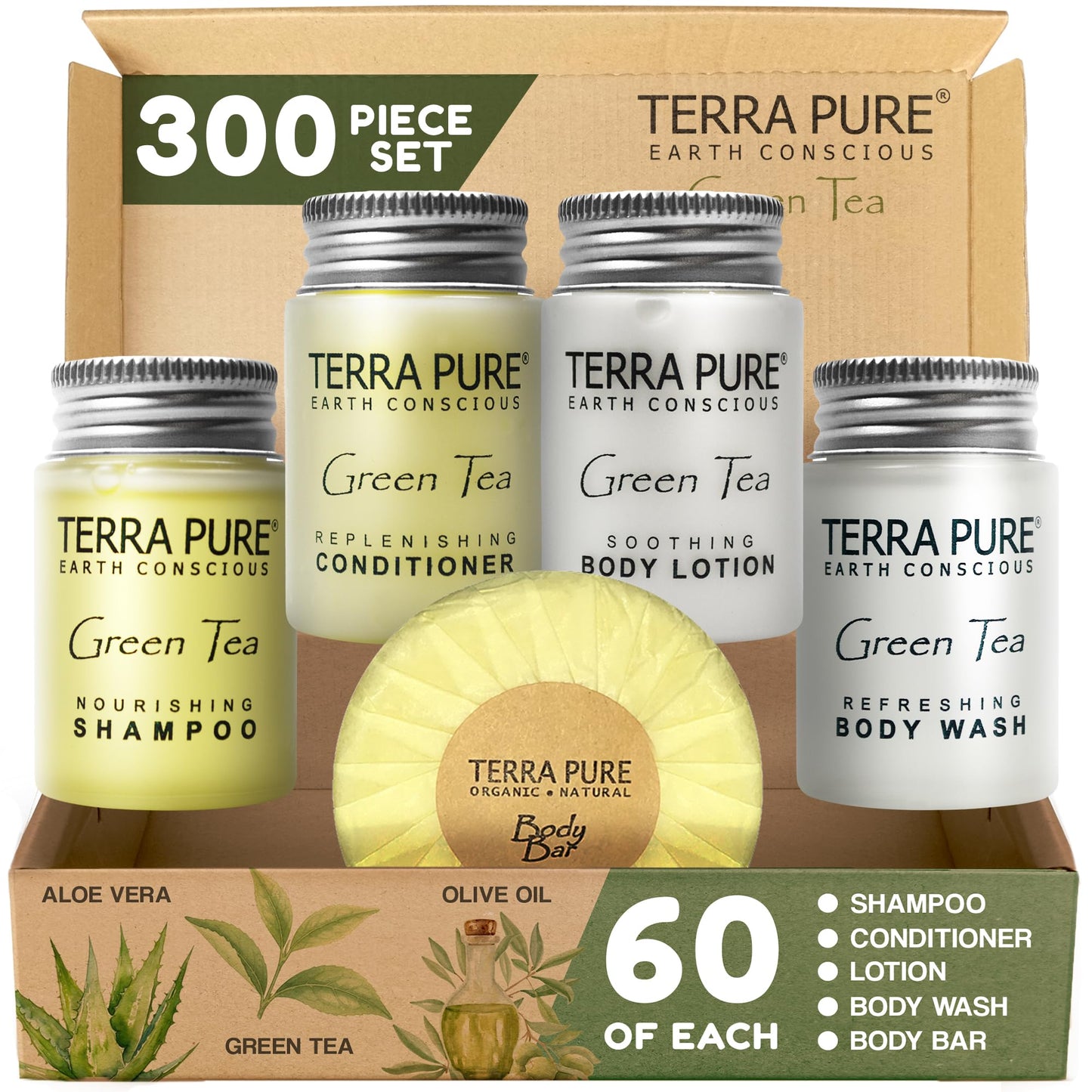 Terra Pure Hotel Soaps & Toiletries Bulk Set – 300 Travel-Size Amenities Kit