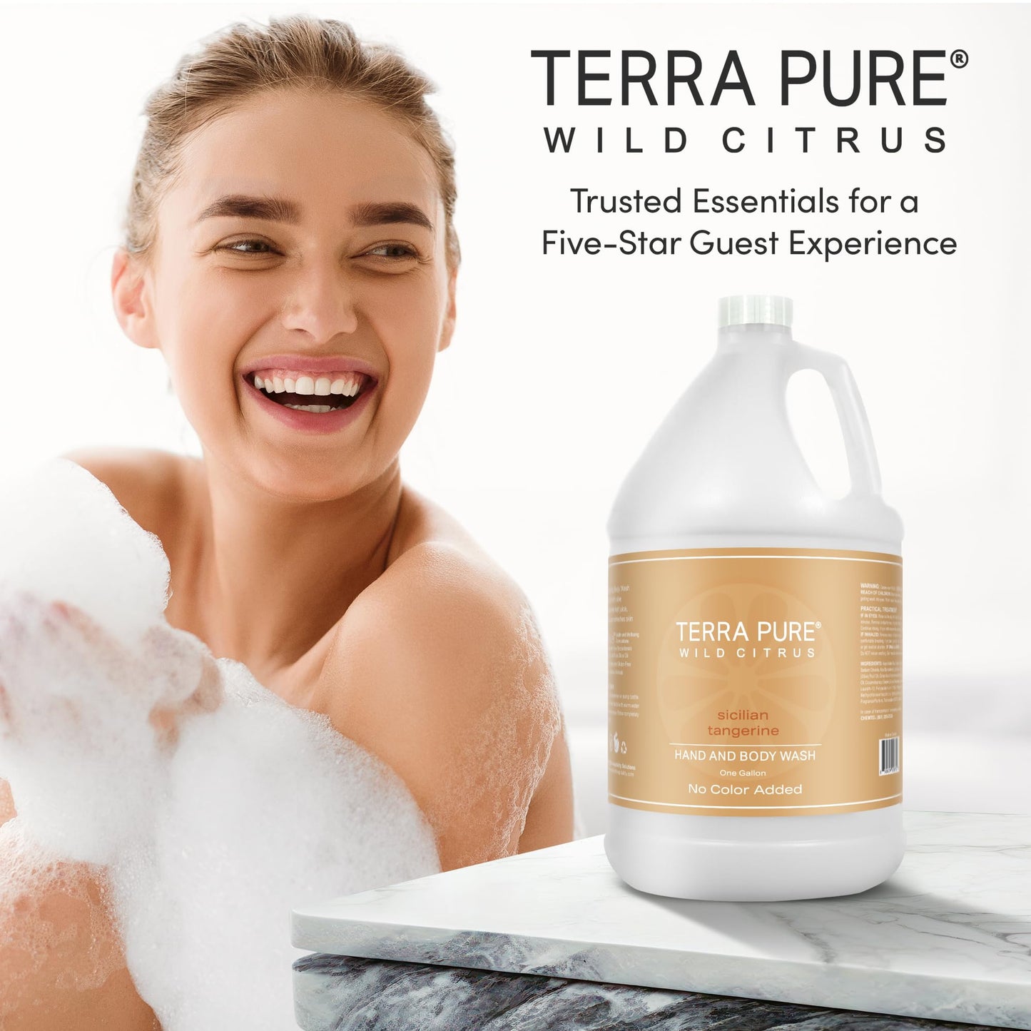 Terra Pure Wild Citrus Gallon Hand & Body Wash – Refill Jug for Hotels, Spas, Gyms | No Color Added