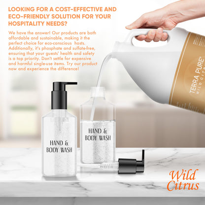 Terra Pure Wild Citrus Gallon Hand & Body Wash – Refill Jug for Hotels, Spas, Gyms | No Color Added