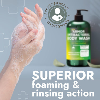 Terramed Just Think Comfort Antibacterial Body Wash – Kills 99.9% of Germs, Manuka Honey & Charcoal, 16 oz