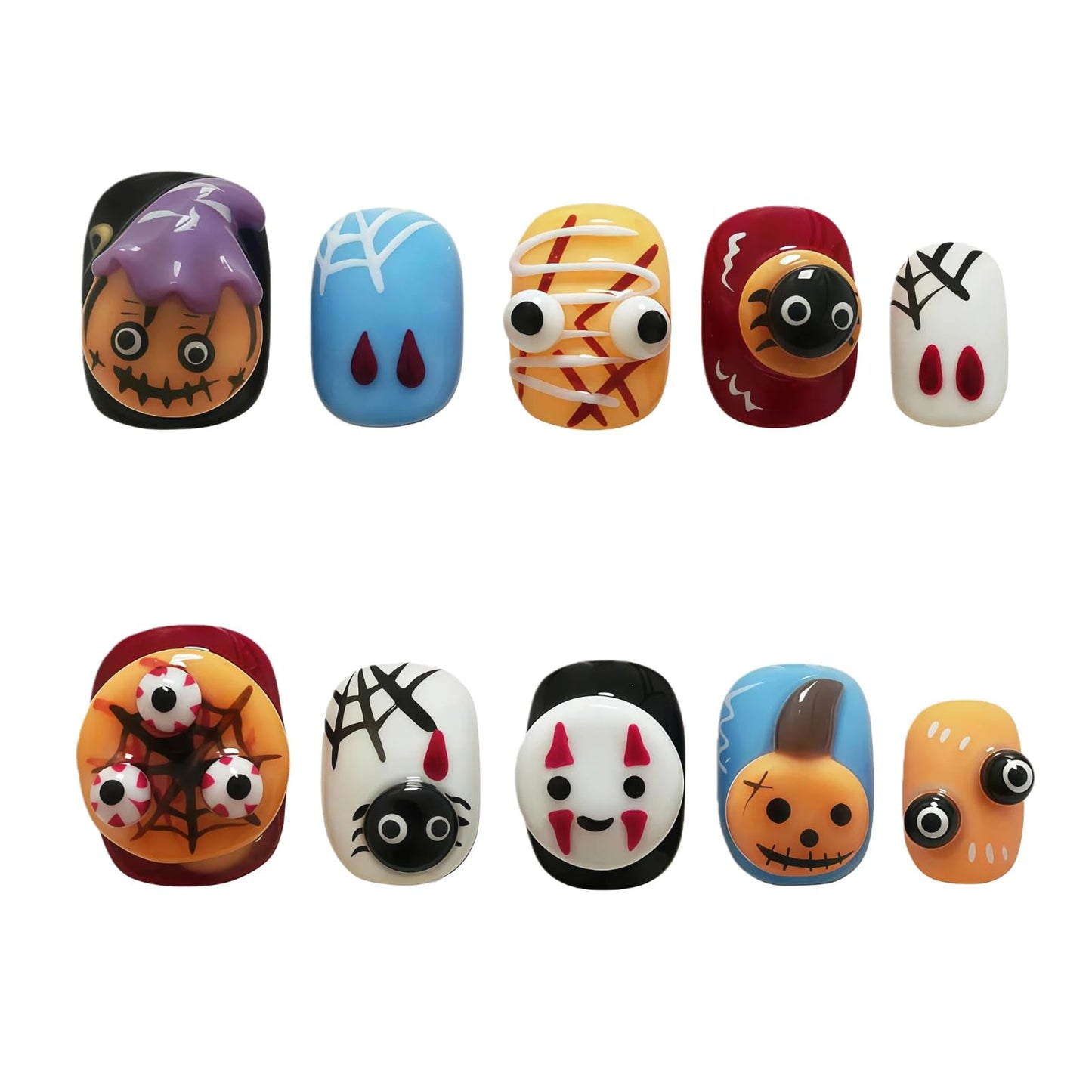 Tesytto Nightmare Before Christmas Ghost Nails – 3D Halloween Press-On Kit