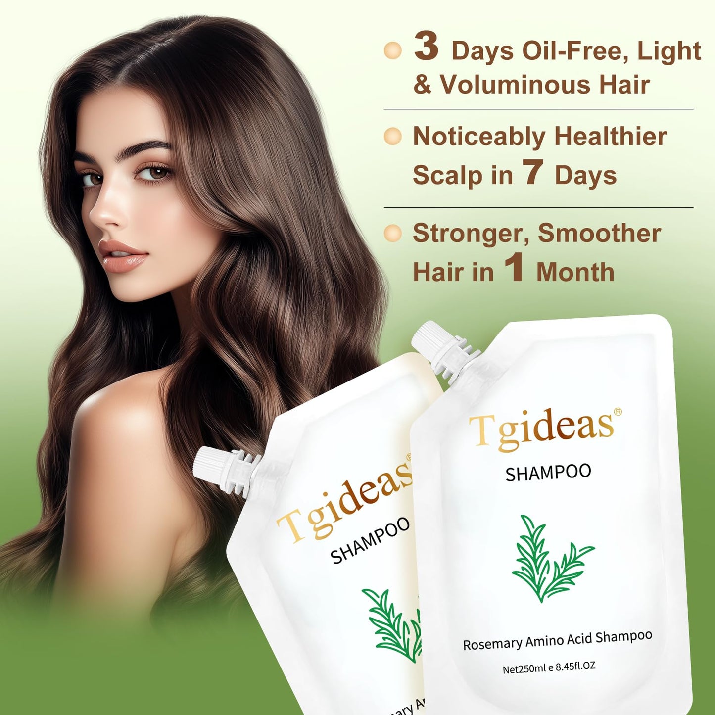 Tgideas Rosemary Amino Acid Shampoo – Hair Growth Support for Thinning Hair, Zinc PCA & Hydrolyzed Silk, 2-Pack