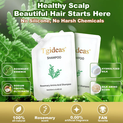 Tgideas Rosemary Amino Acid Shampoo – Hair Growth Support for Thinning Hair, Zinc PCA & Hydrolyzed Silk, 2-Pack
