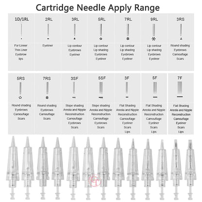 TgoBeauty 30pcs Disposable Tattoo Needle Cartridges for Permanent Makeup – Eyebrow, Eyeliner, Lip (0.18mm-0.30mm) 1P/3P/5P/5F/7F
